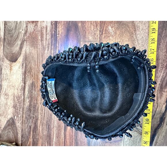 Vintage Mr. John Women's Black Wool Jeweled Hat - Picture 3 of 6